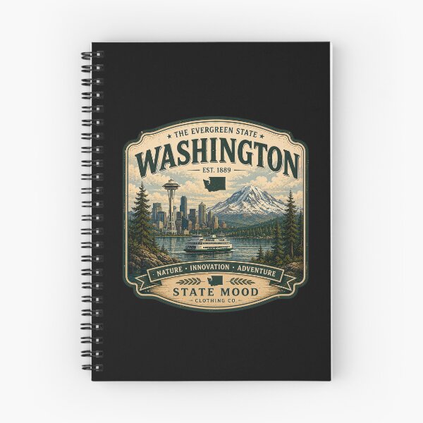 Item preview, Washington State Evergreen Retro Mountain Skyline Design designed and sold by StateMoodDesigns.