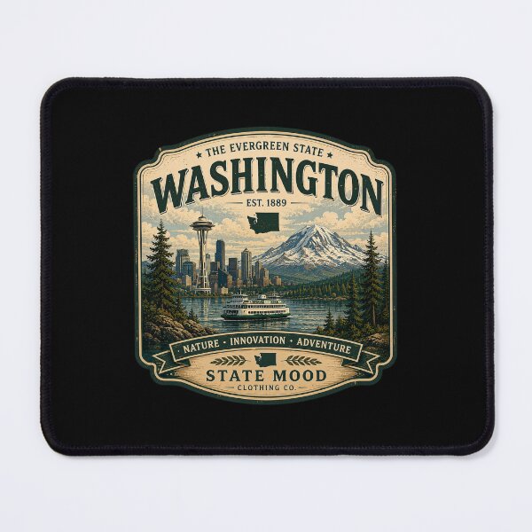 Item preview, Washington State Evergreen Retro Mountain Skyline Design designed and sold by StateMoodDesigns.