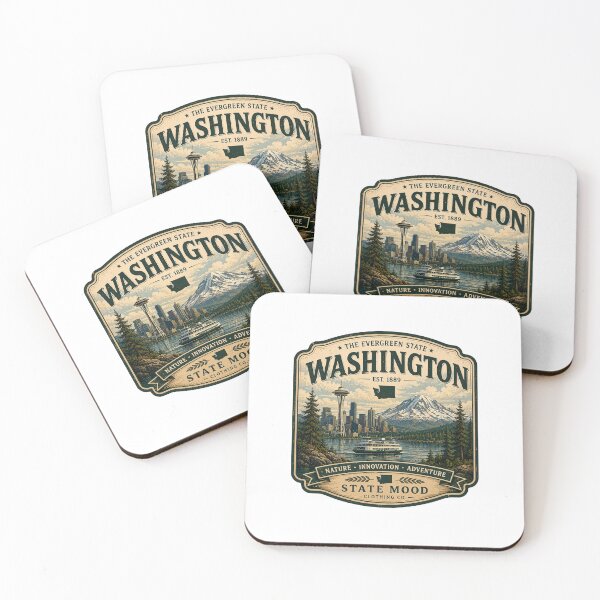Item preview, Washington State Evergreen Retro Mountain Skyline Design designed and sold by StateMoodDesigns.