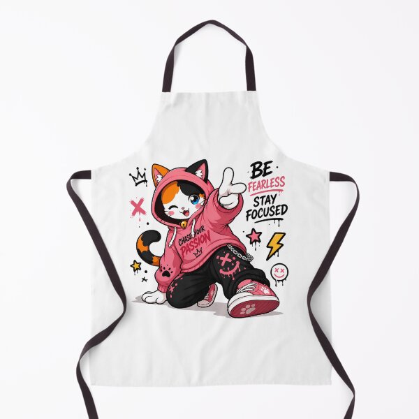 Item preview, Be Fearless Stay Focused Cat — Kawaii Chase Your Passion Streetwear Cat Anime Graffiti Design designed and sold by PuffyInk.