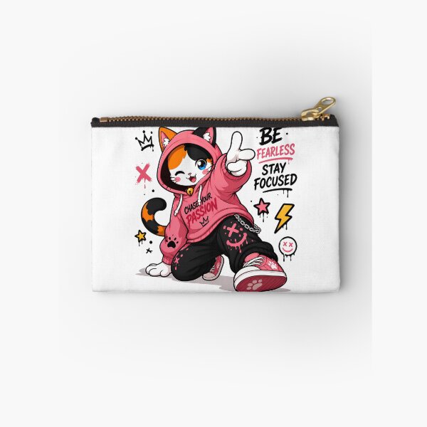 Item preview, Be Fearless Stay Focused Cat — Kawaii Chase Your Passion Streetwear Cat Anime Graffiti Design designed and sold by PuffyInk.