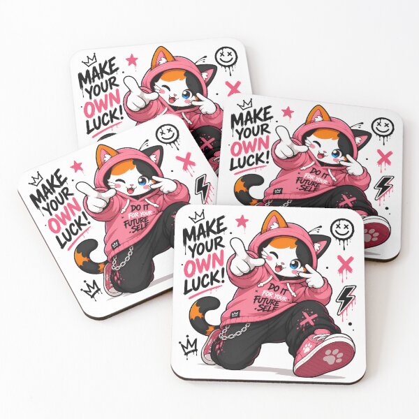 Item preview, Make Your Own Luck Cat — Kawaii Do It For Your Future Self Streetwear Cat Anime Graffiti Design designed and sold by PuffyInk.