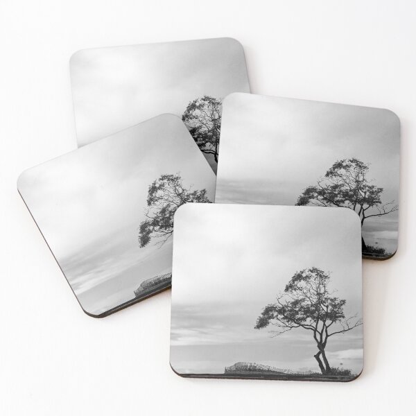 Item preview, The Lone Storyteller: Wind-Swept Tree in Monochrome designed and sold by sky earth human.
