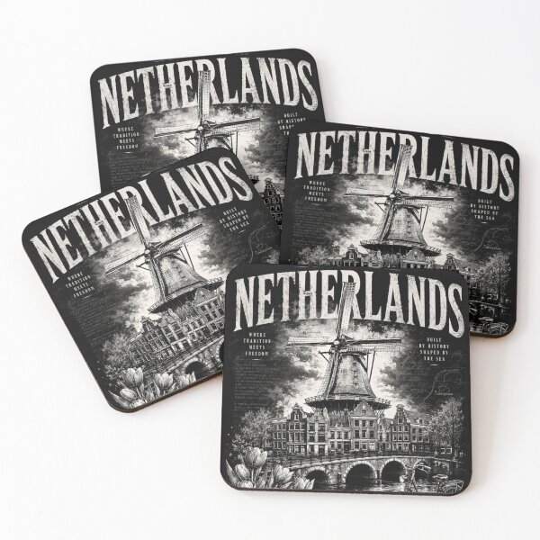 Item preview, Netherlands Vintage Black & White Graphic Design designed and sold by Countries&Cities Shop.