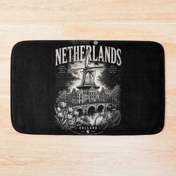 Item preview, Netherlands Vintage Black & White Graphic Design designed and sold by Countries&Cities Shop.