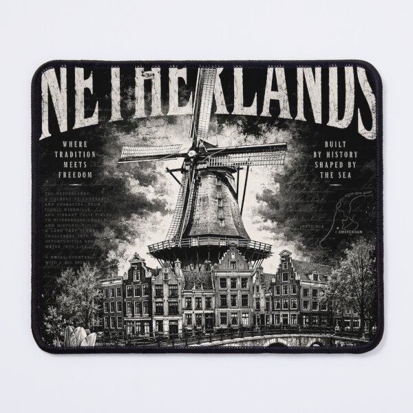 Item preview, Netherlands Vintage Black & White Graphic Design designed and sold by Countries&Cities Shop.