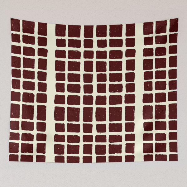 Item preview, Dark Mahogany Hand-Drawn Grid Pattern - Minimalist Boho Home Decor designed and sold by UniqueDesign751.
