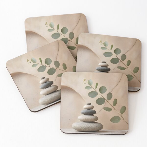 Item preview, Japandi Zen Stones and Warm Eucalyptus Minimalist designed and sold by Glitchart66.