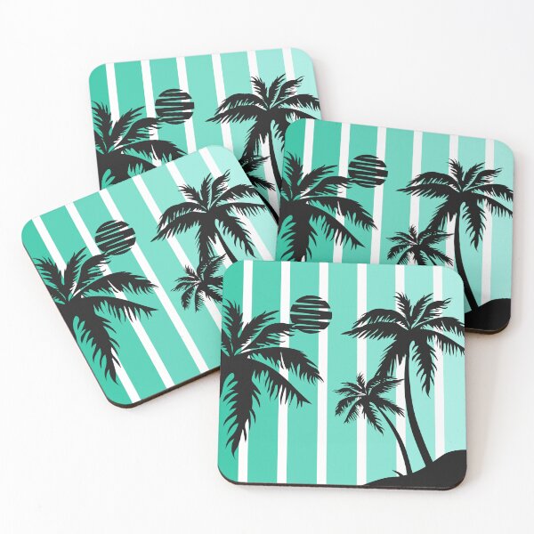 Item preview, Atardecer con palmeras retro de color verde azulado vertical designed and sold by MoonshotWorld.