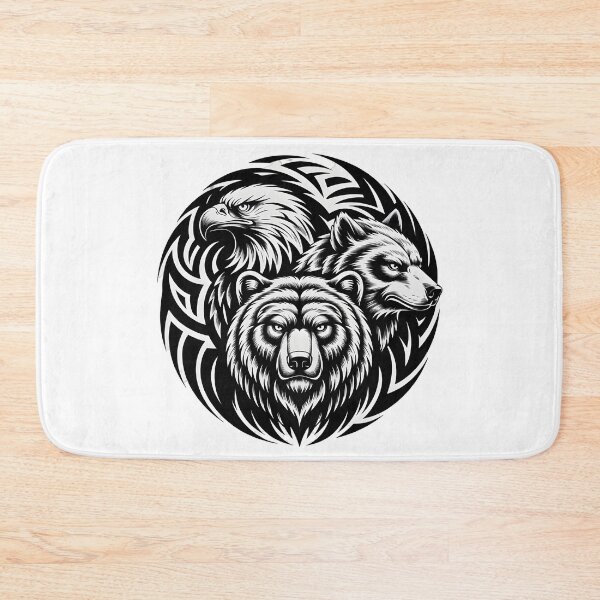 Item preview, Tribal Fusion Eagle Bear Wolf Sacred Spirit Animal Art designed and sold by Fitswear.