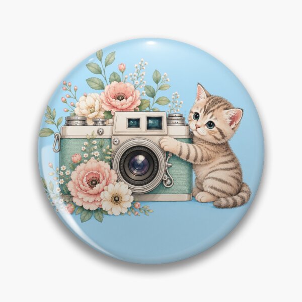 Item preview, Cute Kitten With Vintage Camera Floral Aesthetic Graphic T-Shirt designed and sold by ArtoryNest.