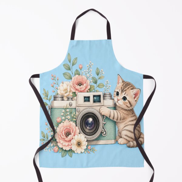 Item preview, Cute Kitten With Vintage Camera Floral Aesthetic Graphic T-Shirt designed and sold by ArtoryNest.