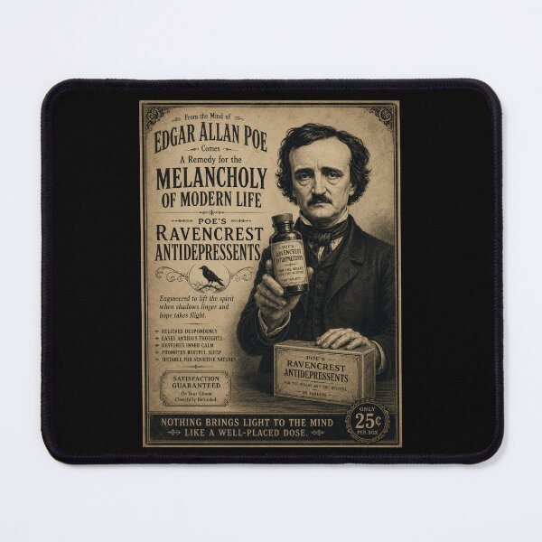 Item preview, Edgar Allan Poe Ravencrest Antidepressants Vintage Gothic Horror Poster Shirt designed and sold by ThreadTheory976.