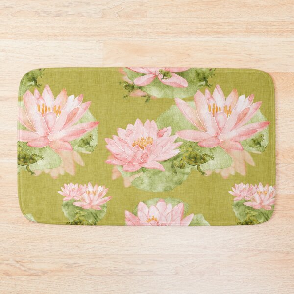 Item preview, Frog Lotus Floral Pattern Pink Green designed and sold by zenberill.