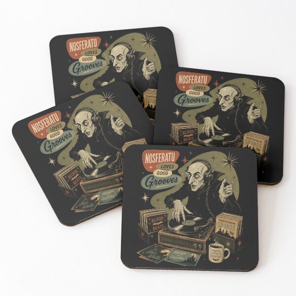 Item preview, Nosferatu Loves Good Grooves Retro Vampire DJ Horror Shirt designed and sold by ThreadTheory976.