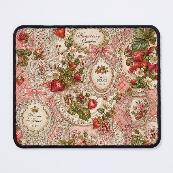 Item preview, Strawberry Garden | Fraise Douce Paris Textile Art designed and sold by LuxuryApparels.