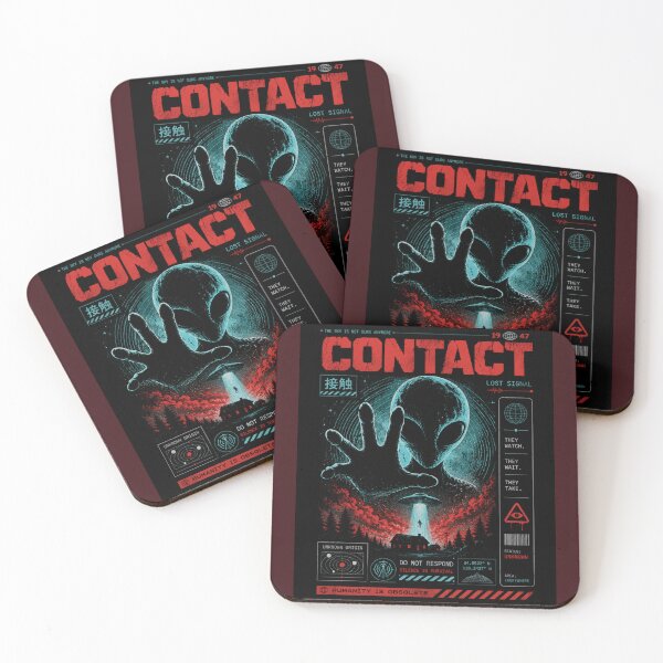 Item preview, CONTACT Retro Sci-Fi Alien Abduction Horror Shirt designed and sold by TheClockOutClub.