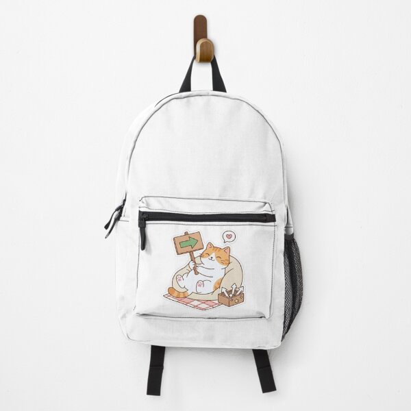 Item preview, Cute Orange Cat Holding Directional Sign Kawaii Arrow Illustration designed and sold by NoopnyangStudio.