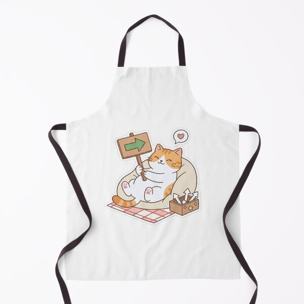 Item preview, Cute Orange Cat Holding Directional Sign Kawaii Arrow Illustration designed and sold by NoopnyangStudio.