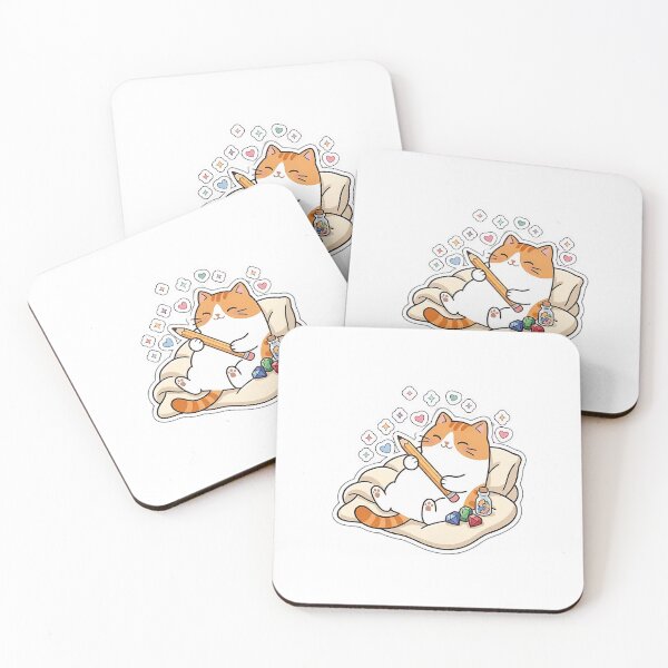 Item preview, Cute Artist Cat Holding Giant Pencil Kawaii Ginger Tabby Illustration designed and sold by NoopnyangStudio.