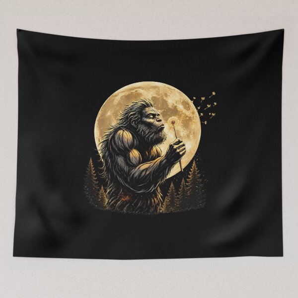 Item preview, Mystical Bigfoot Blowing Dandelion Moon Design designed and sold by LunaMagicStudio.