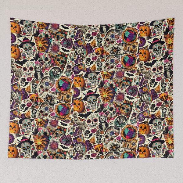 Item preview, Mystic Skulls and Bats in Witchy Night Collage designed and sold by BriSher.