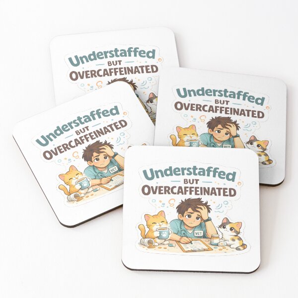 Item preview, Understaffed But Overcaffeinated Vet Student | Funny Veterinary Clinic Humor designed and sold by Bettybee00.