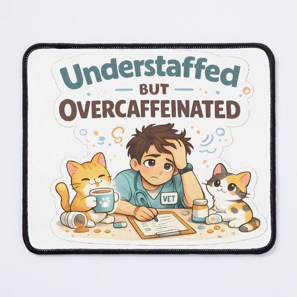 Item preview, Understaffed But Overcaffeinated Vet Student | Funny Veterinary Clinic Humor designed and sold by Bettybee00.