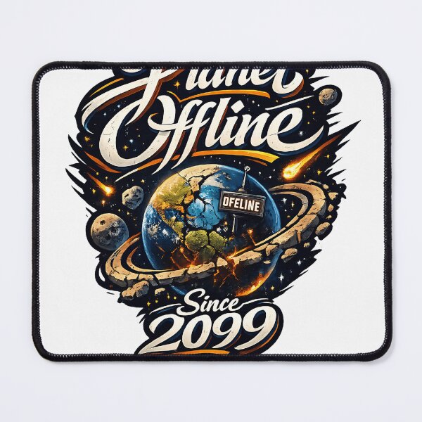 Item preview, Planet Offline Since 2099 Retro Space Calligraphy T-Shirt designed and sold by XxZainStylexX.