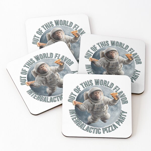 Item preview, Space Monkey Pizza Party – Astronaut Chimp with Pizza Slices in Galaxy, Funny Cosmic Chimpanzee Art, Out of This World Flavor Design designed and sold by illeN-Art-World.