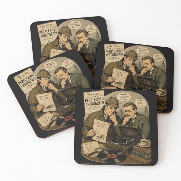 Item preview, Sherlock Holmes and Watson Solve the Mystery of Vinyl Retro Detective Shirt designed and sold by ThreadTheory976.