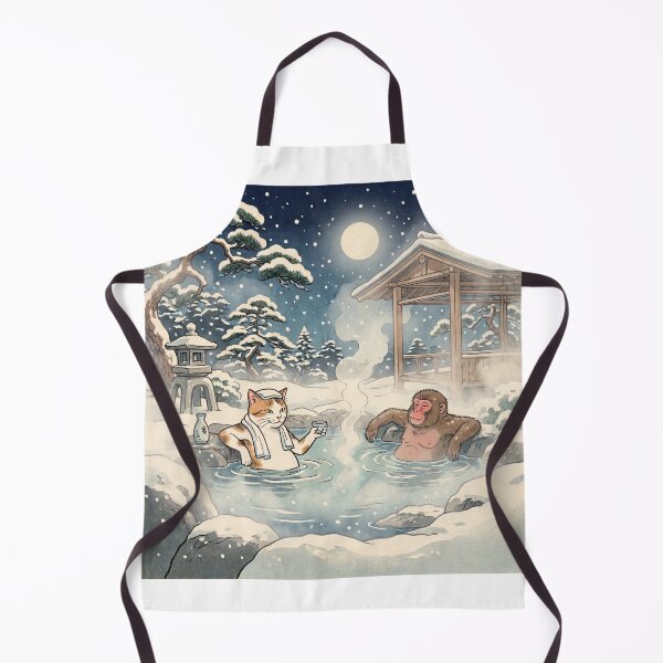 Item preview, Cat and Snow Monkey in a Winter Hot Spring — Neko to Saru no Yukimi Onsen Zu | Japanese Ukiyo-e Cat Art designed and sold by Ukiyo Neko Hyakkei - Cats of the Floating World-.