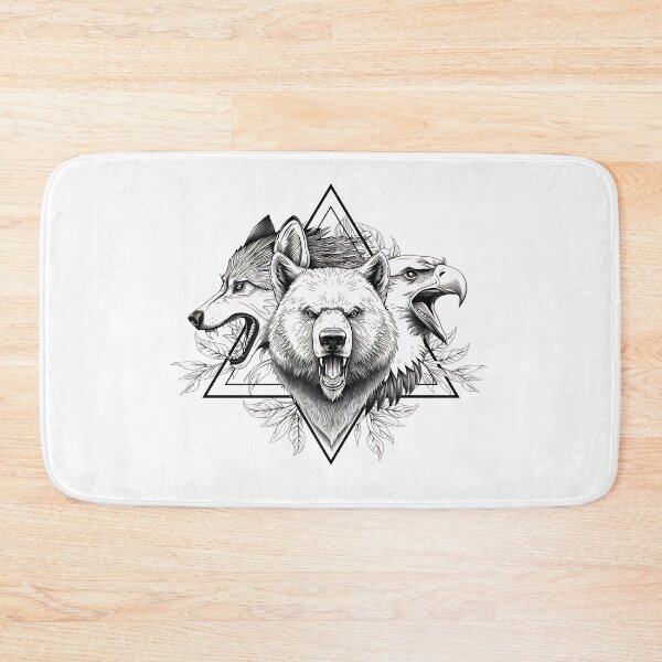 Item preview, Wolf Bear Eagle Wilderness Tattoo Style Graphic T-Shirt Design designed and sold by Kavya Art.