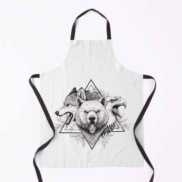 Item preview, Wolf Bear Eagle Wilderness Tattoo Style Graphic T-Shirt Design designed and sold by Kavya Art.