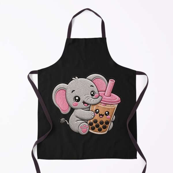 Item preview, Kawaii Baby Elephant Bubble Tea Embroidery Patch designed and sold by ColorSplash123.