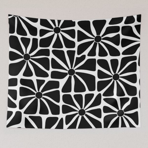 Item preview, Black and White Retro Floral Pattern Design designed and sold by AbsoluteMotif.