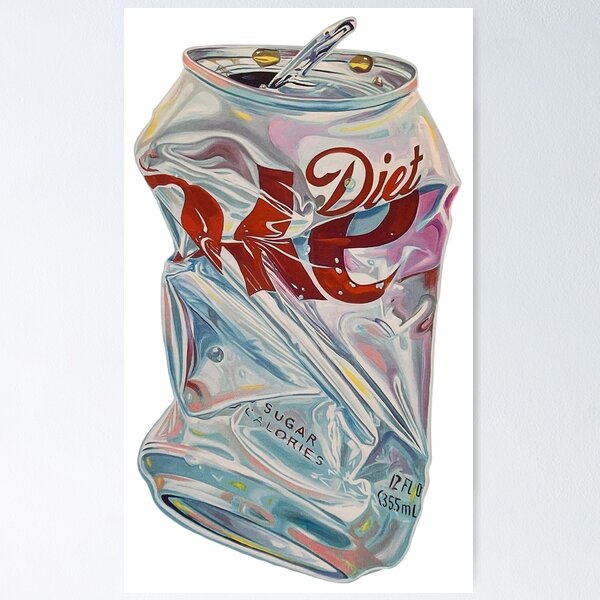 Item preview, Crushed Coke Diet Can 90s Grunge Still Life Art designed and sold by Mustangana.