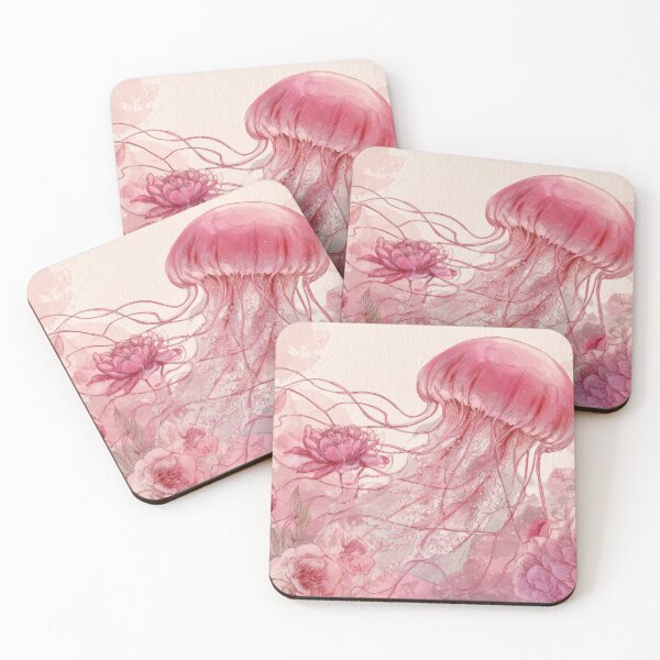 Item preview, Jellyfish swims among pink flowers designed and sold by anytka.