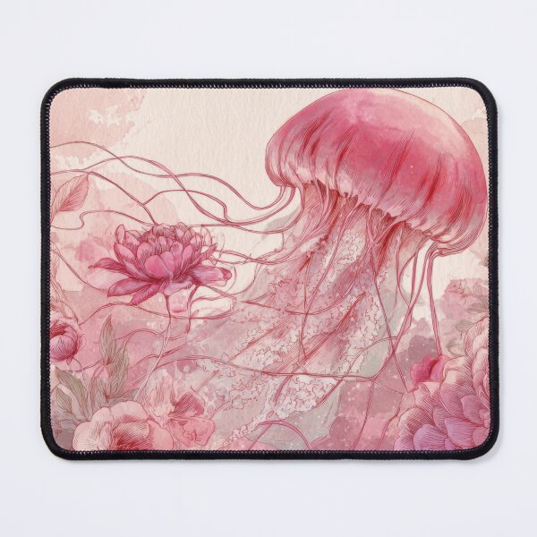 Item preview, Jellyfish swims among pink flowers designed and sold by anytka.