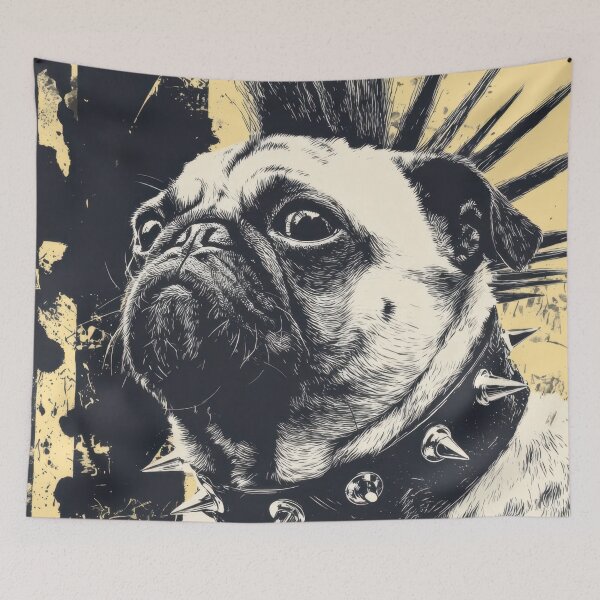Item preview, Pug with mohawk and studded collar designed and sold by anytka.