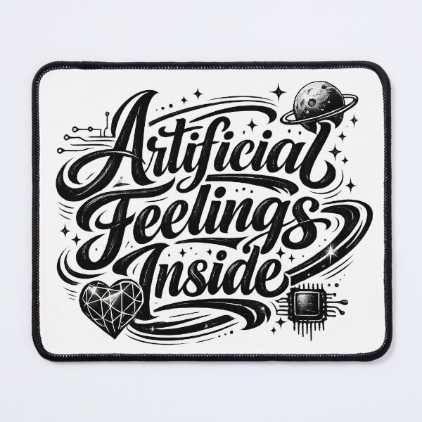 Item preview, Artificial Feelings Inside – Minimal Futuristic Calligraphy T-Shirt designed and sold by XxZainStylexX.
