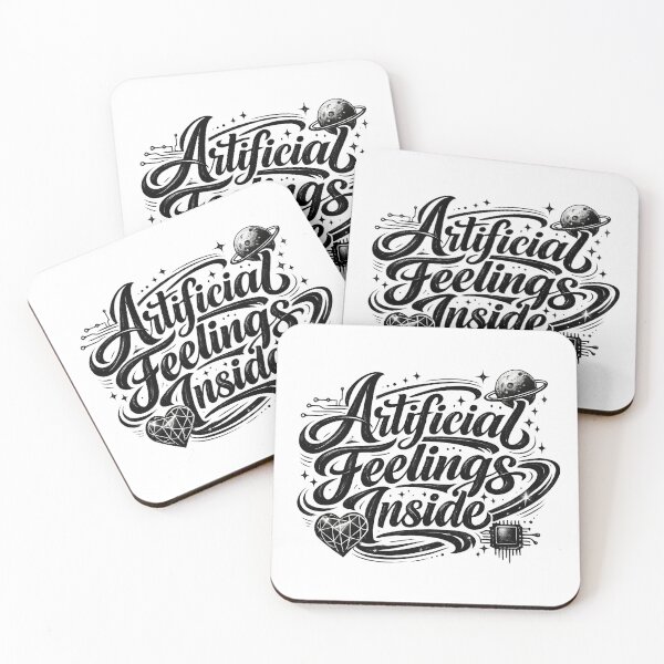 Item preview, Artificial Feelings Inside – Minimal Futuristic Calligraphy T-Shirt designed and sold by XxZainStylexX.
