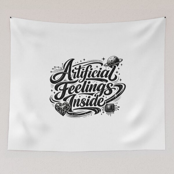 Item preview, Artificial Feelings Inside – Minimal Futuristic Calligraphy T-Shirt designed and sold by XxZainStylexX.