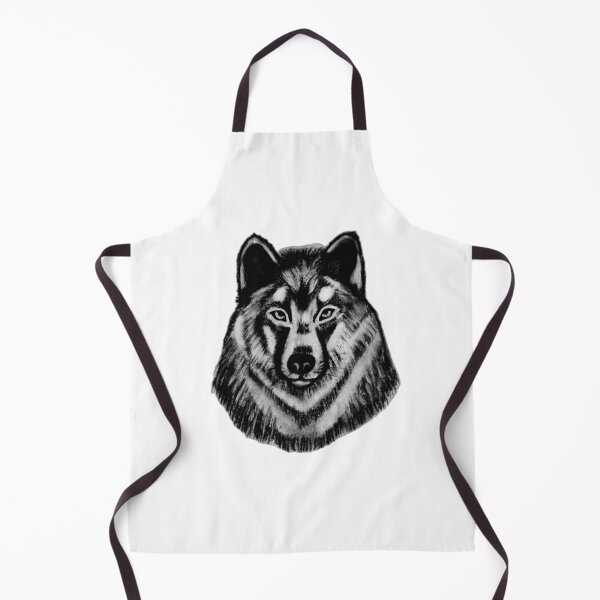 Item preview, Husky Wolf Charcoal Portrait - Piercing Blue Eyes Drawing designed and sold by Lauretius.