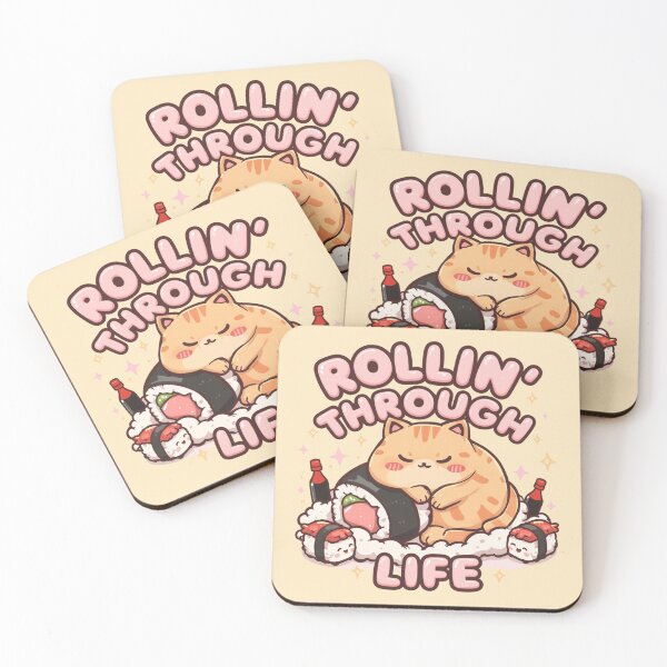 Item preview, Sleepy Sushi Cat Cute Kawaii Lazy Cat Japanese Food Lover  designed and sold by KhadijaBatool38.