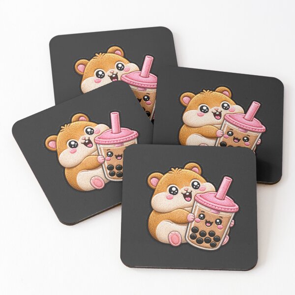 Item preview, Chubby Baby Hamster Bubble Tea Embroidery Patch designed and sold by ColorSplash123.