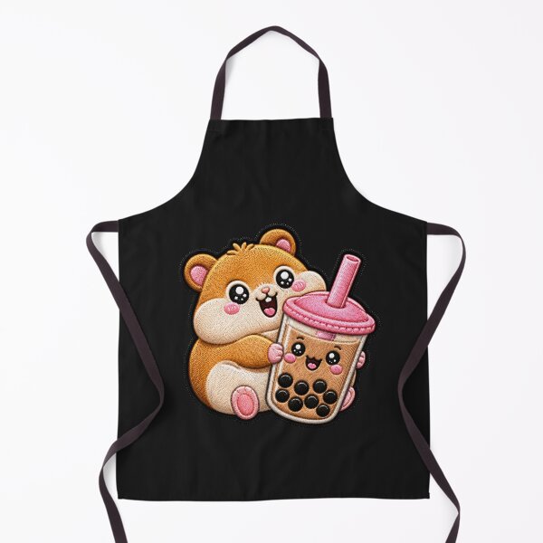 Item preview, Chubby Baby Hamster Bubble Tea Embroidery Patch designed and sold by ColorSplash123.