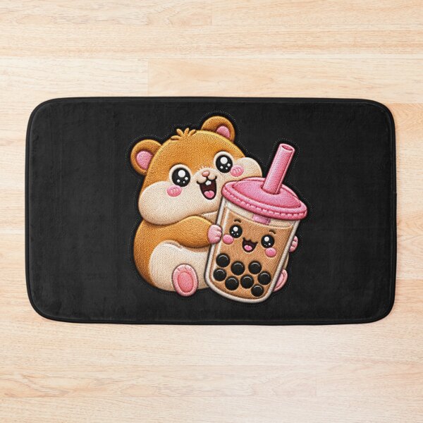 Item preview, Chubby Baby Hamster Bubble Tea Embroidery Patch designed and sold by ColorSplash123.