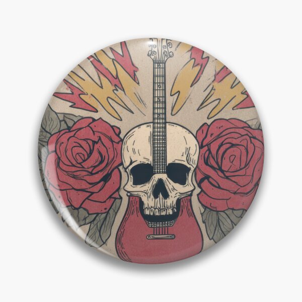 Artikelvorschau, Totenkopf- und Gitarrenmotiv mit Rosen entworfen und verkauft von anytka.