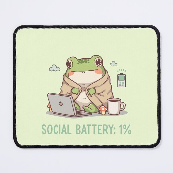 Item preview, Introvert Frog Social Battery 1% Funny Kawaii Meme Frog designed and sold by KhadijaBatool38.